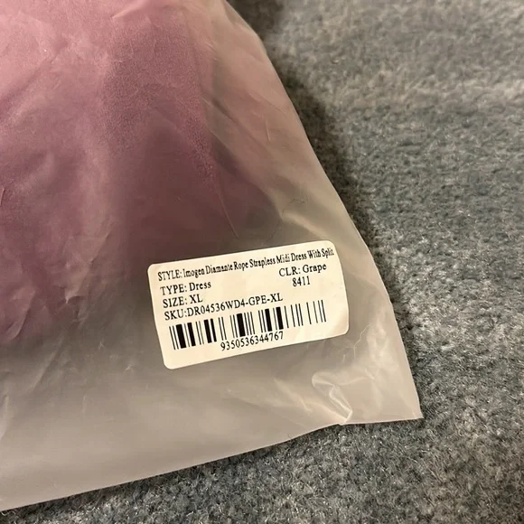 Imogen Diamante Rope Strapless Midi Dress With Split - Grape - Picture 8 of 10